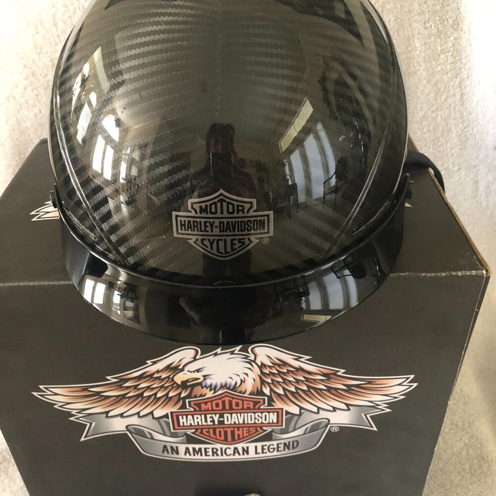 Harley Davidson Black Carbon Fiber Shell Motorcycle Helmet Size Med